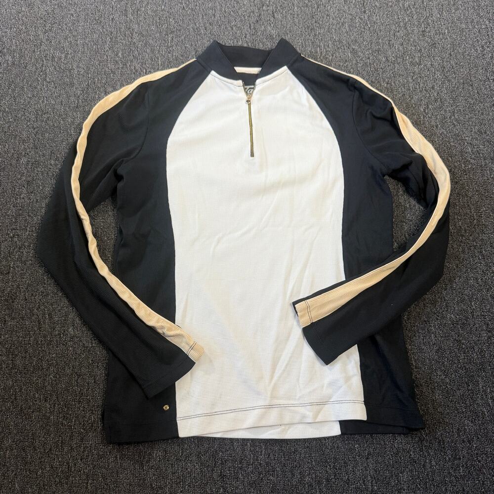 Vintage Y2k Tail Golf Black Gold Neutral Longsleeve 1/4 Zip Pullover Women's S